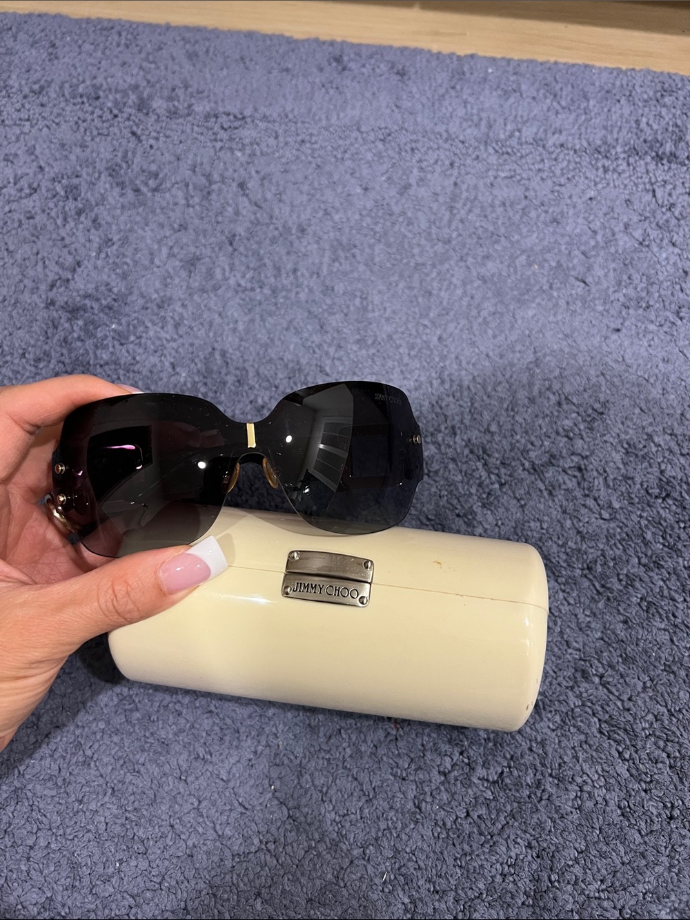 Jimmy Choo Black Rimless Gradient Sunglasses with Ivory Case